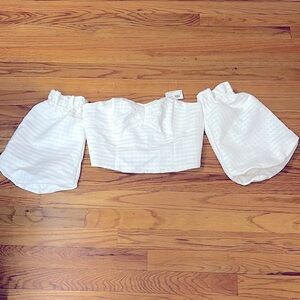 White off the shoulder bag, zip crop top Fancy and Fun